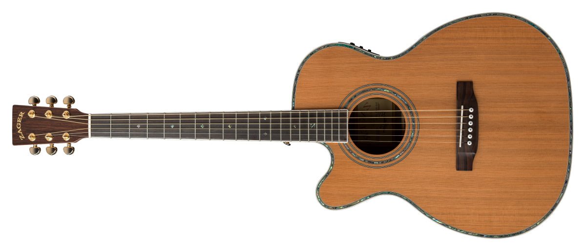 ZAD80CE Solid Cedar/Rosewood Acoustic Electric AURA Smaller “OM” Size Left Handed Pro Series