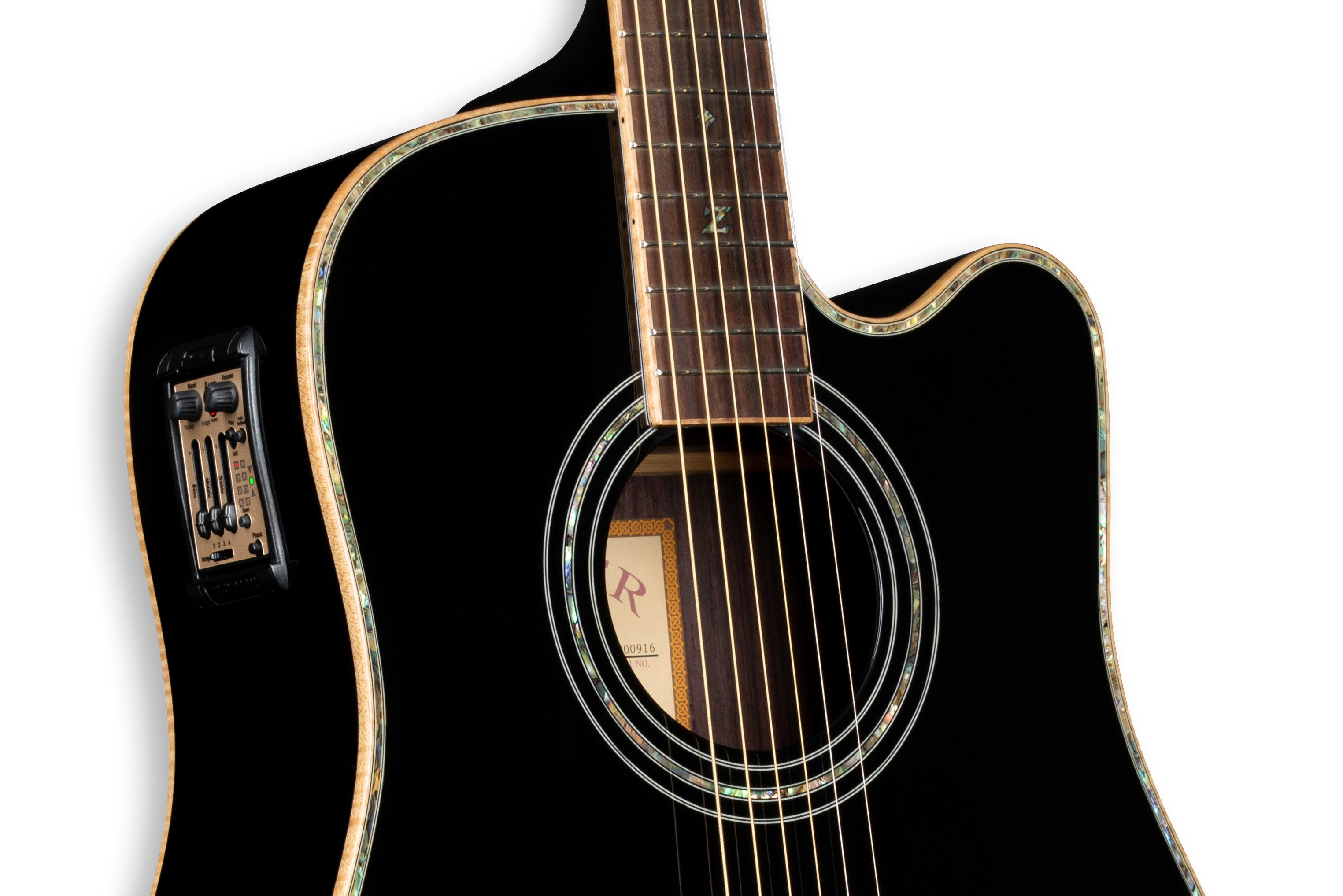 ZAD900CE Solid Spruce/Rosewood Acoustic Electric AURA Limited Edition Black Lacquer Pro Series
