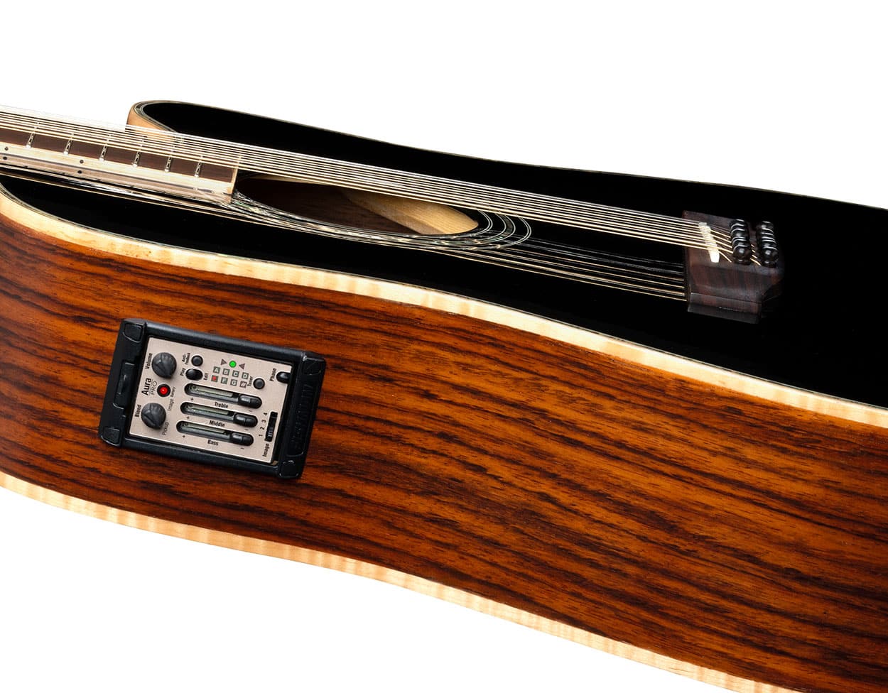 ZAD900CE 12 String Solid Spruce/Rosewood Acoustic Electric AURA Black Lacquer Pro Series