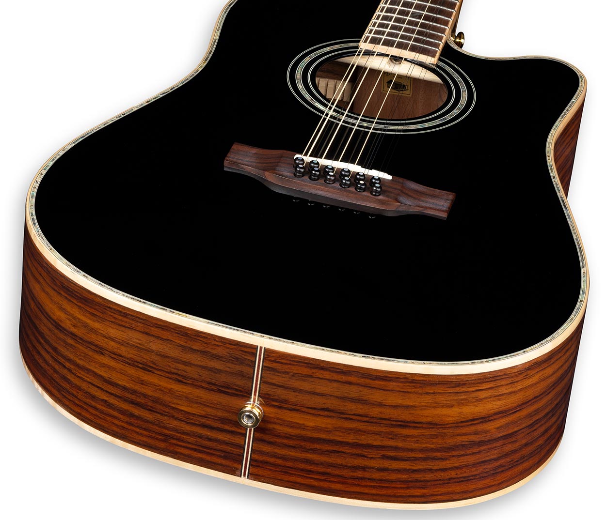 ZAD900CE 12 String Solid Spruce/Rosewood Acoustic Electric AURA Black Lacquer Pro Series