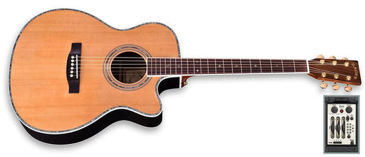 ZAD80CE Solid Cedar/Rosewood Acoustic Electric AURA Pro Series Smaller "OM" Size Left Handed
