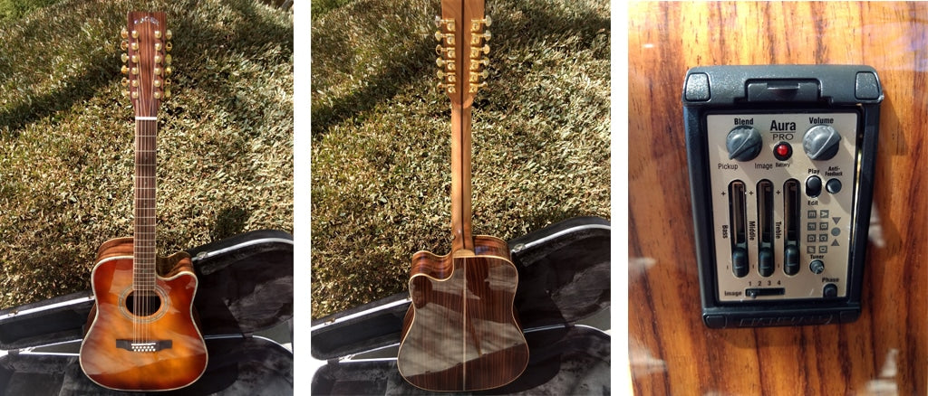 ZAD900CE Left Handed 12 String Solid Spruce/Rosewood Acoustic Electric AURA Pro Series Tobacco Sunburst