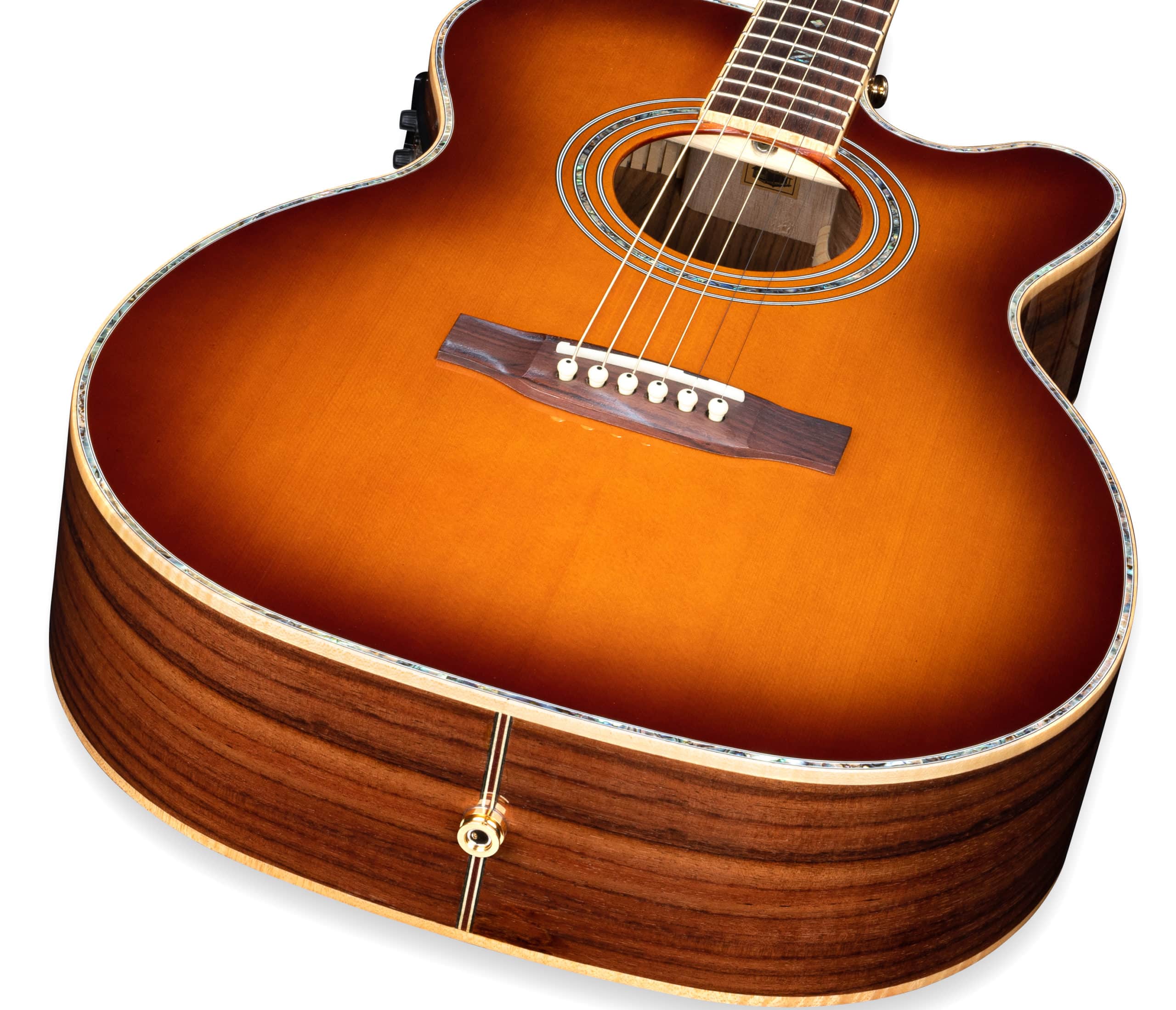 ZAD900CE Solid Spruce/Rosewood Acoustic Electric AURA Smaller “OM” Size Tobacco Sunburst