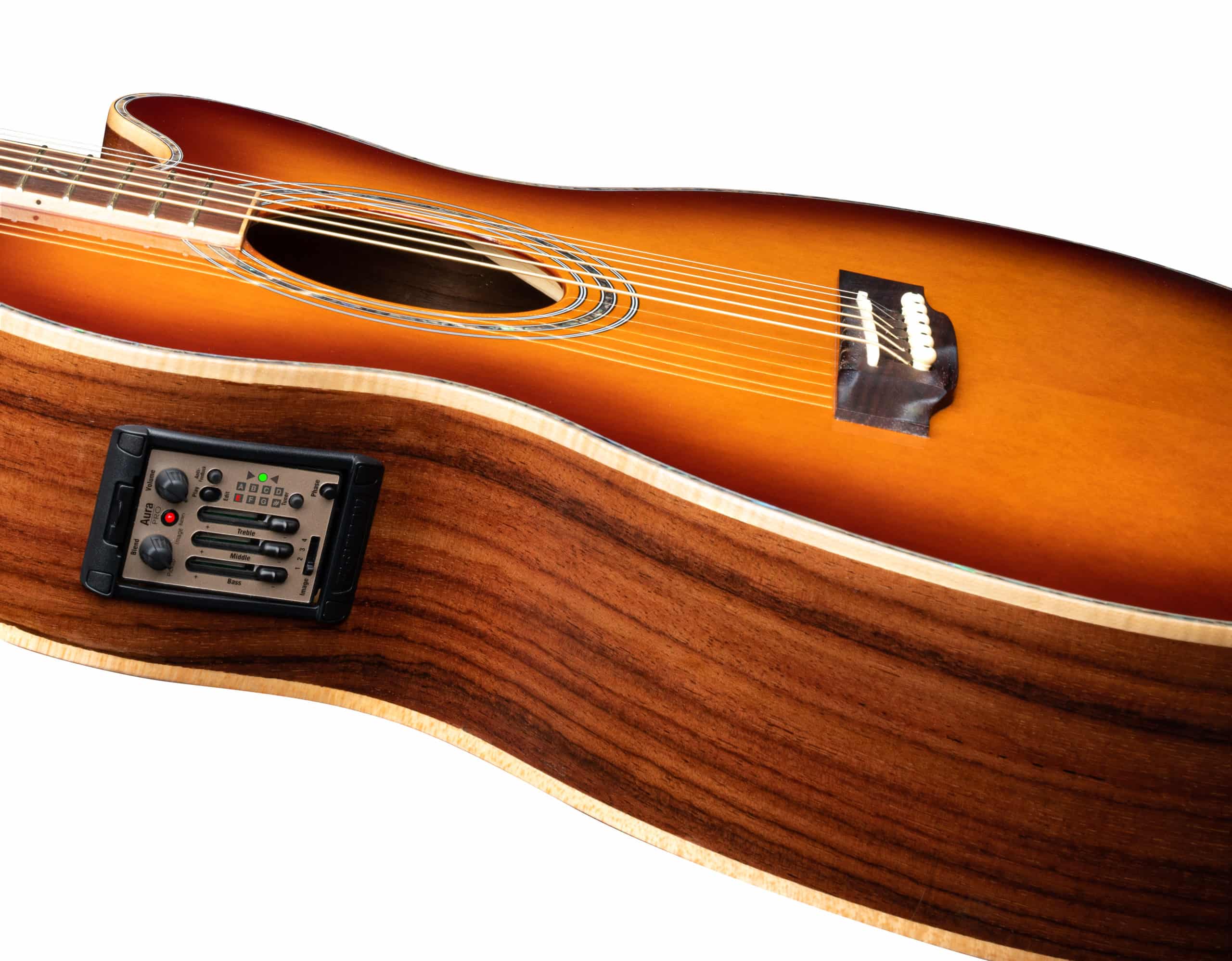 ZAD900CE Solid Spruce/Rosewood Acoustic Electric AURA Smaller "OM" Size Tobacco Sunburst