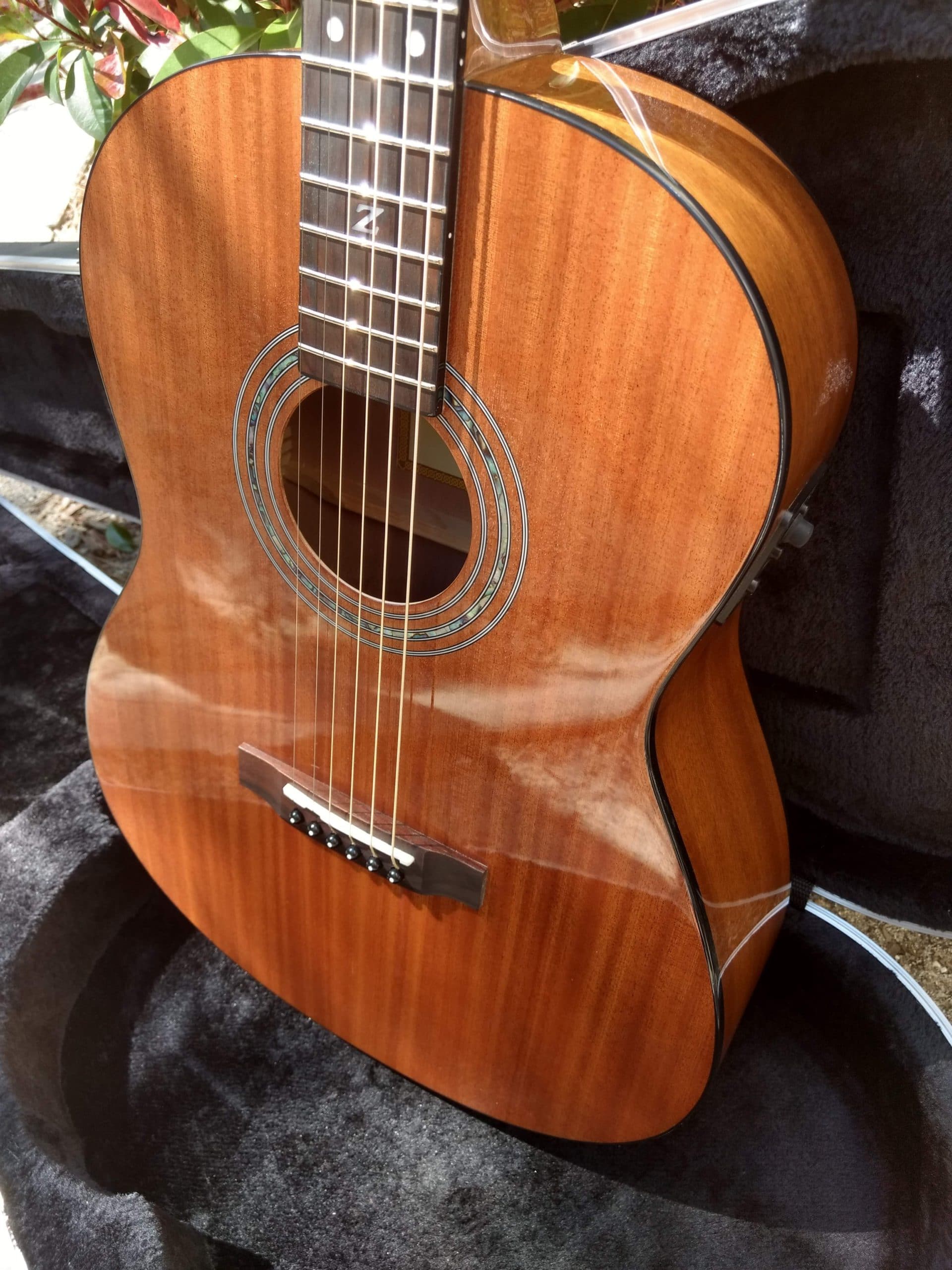 38 inch Parlor Size Solid African Mahogany Acoustic Electric