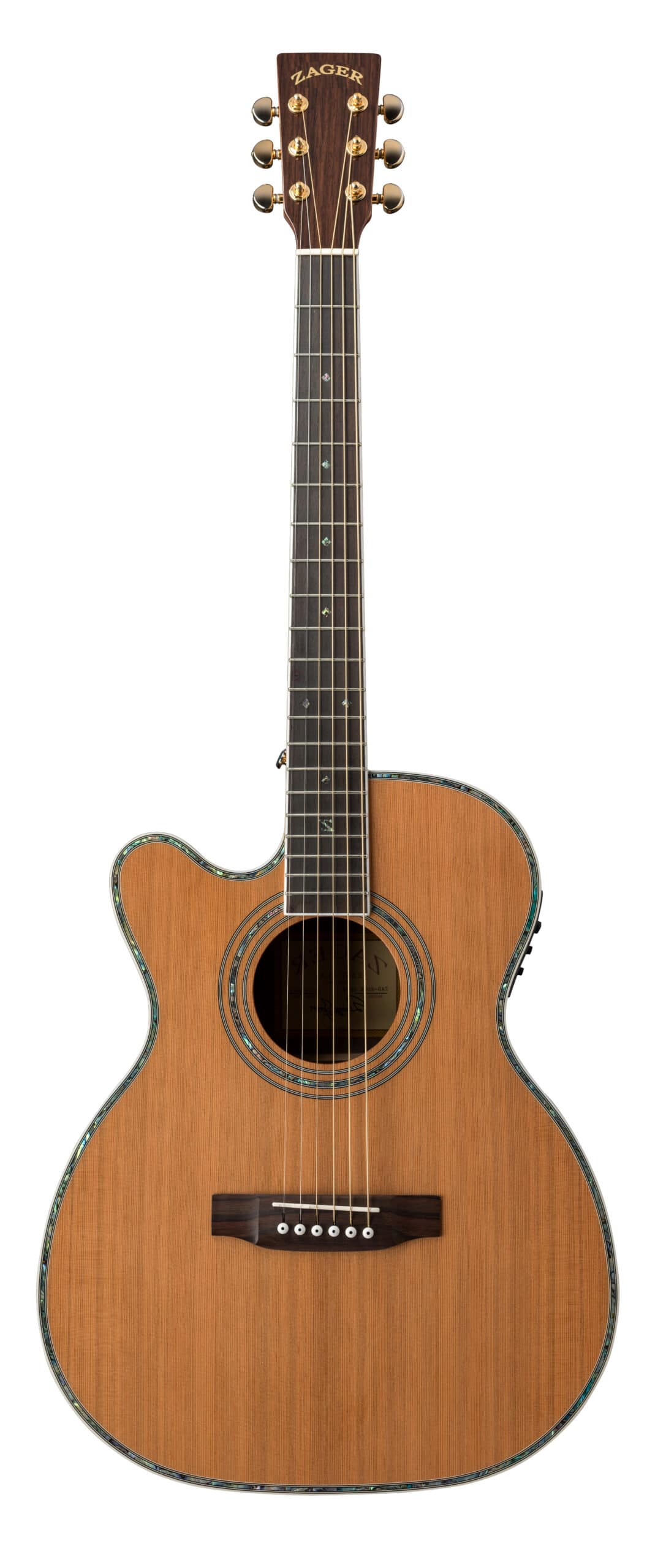 ZAD80CE Solid Cedar/Rosewood Acoustic Electric AURA Pro Series Smaller "OM" Size Left Handed