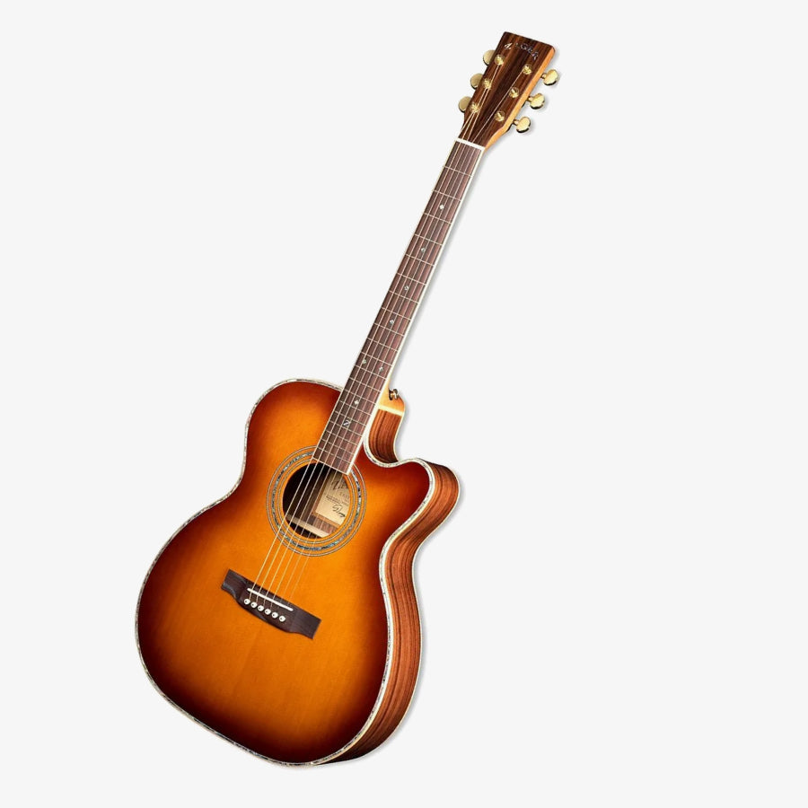 ZAD900CE Solid Spruce/Rosewood Acoustic Electric AURA Smaller “OM” Size Tobacco Sunburst