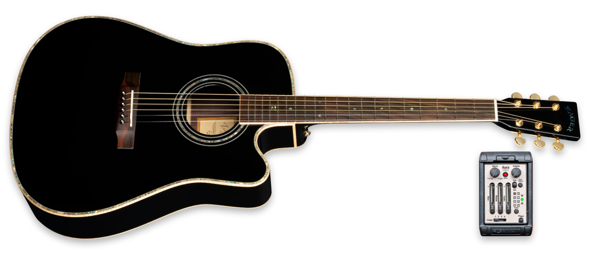 ZAD900CE Solid Spruce/Rosewood Acoustic Electric AURA Limited Edition Black Lacquer Pro Series