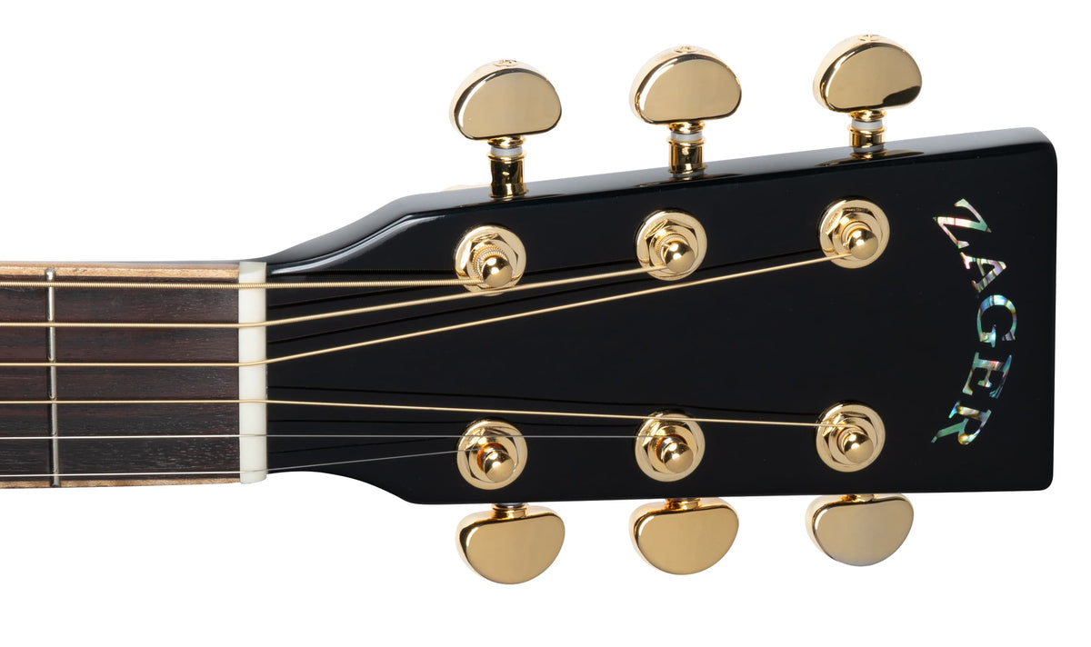 ZAD900CE Solid Spruce/Rosewood Acoustic Electric AURA Smaller "OM" Size Limited Edition Black Lacquer