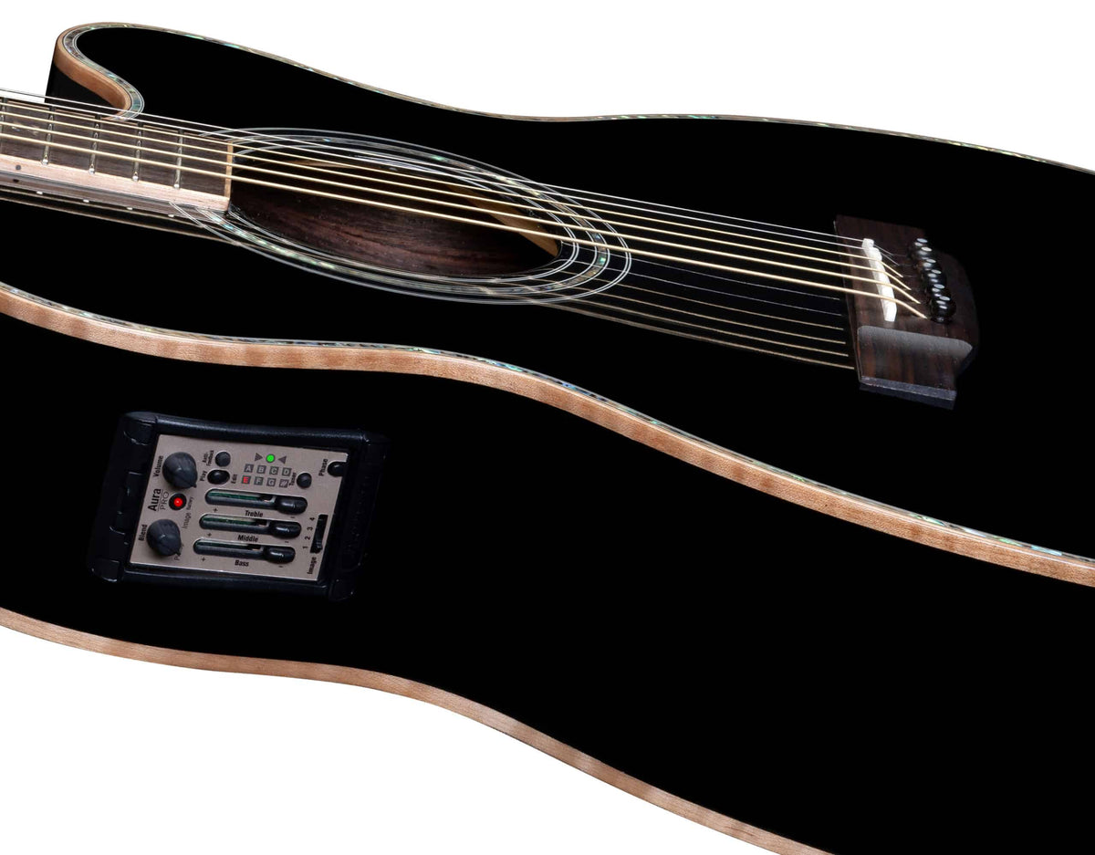 ZAD900CE Solid Spruce/Rosewood Acoustic Electric AURA Smaller "OM" Size Limited Edition Black Lacquer