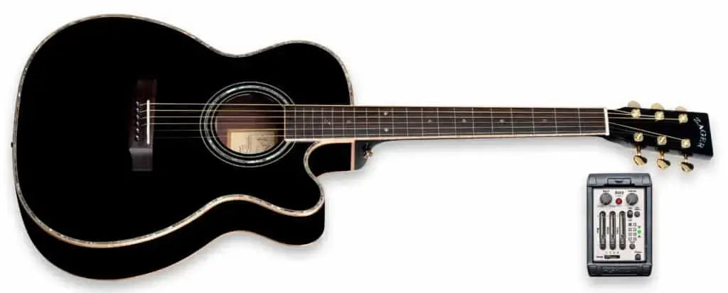 ZAD900CE Solid Spruce/Rosewood Acoustic Electric AURA Smaller "OM" Size Limited Edition Black Lacquer