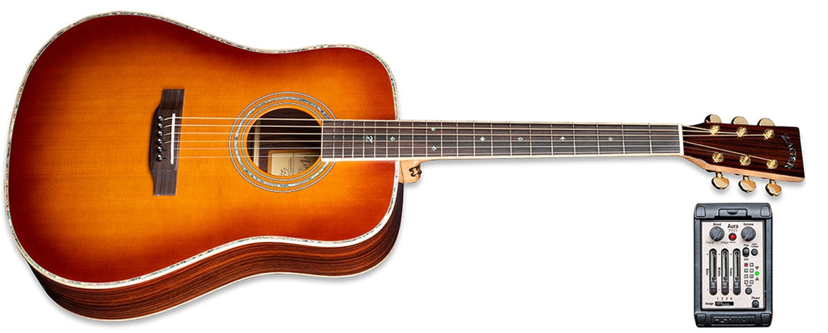 ZAD900E Solid Spruce/Rosewood Acoustic Electric AURA Full Box 50th Anniversary Tobacco Sunburst Pro Series