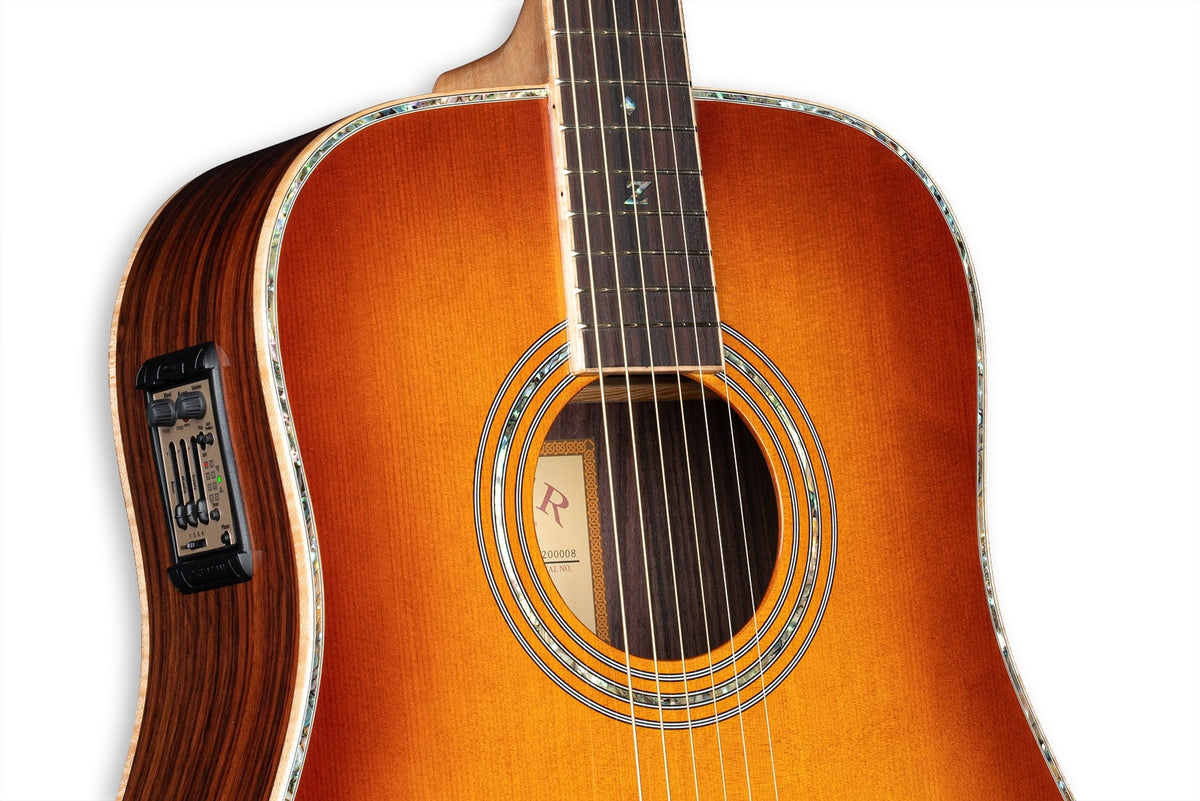 ZAD900E Solid Spruce/Rosewood Acoustic Electric AURA Full Box 50th Anniversary Tobacco Sunburst Pro Series