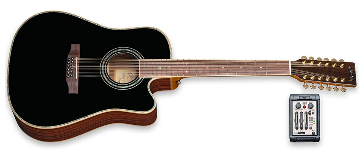 ZAD900CE 12 String Solid Spruce/Rosewood Acoustic Electric AURA Black Lacquer Pro Series