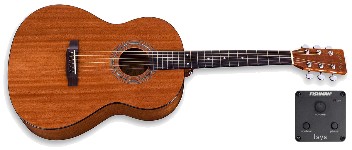 Parlor Size Solid African Mahogany Acoustic Electric