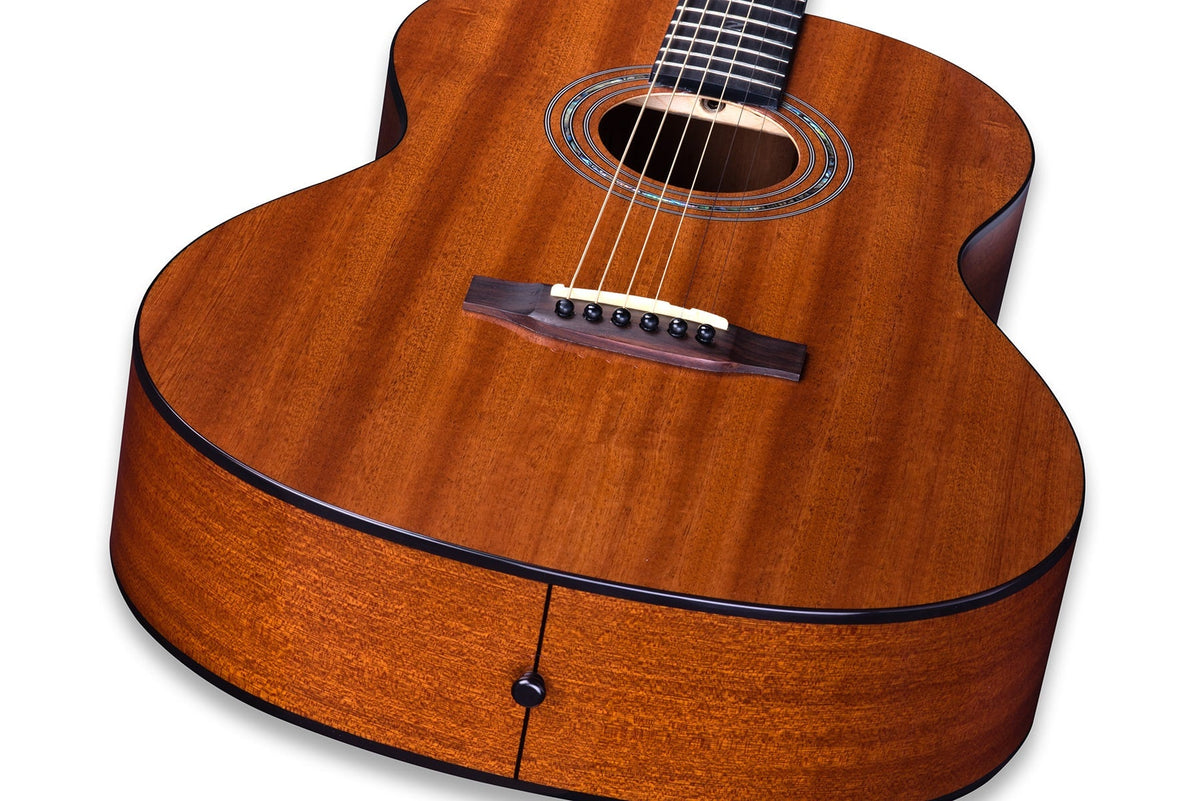 parlor size solid acoustic guitar