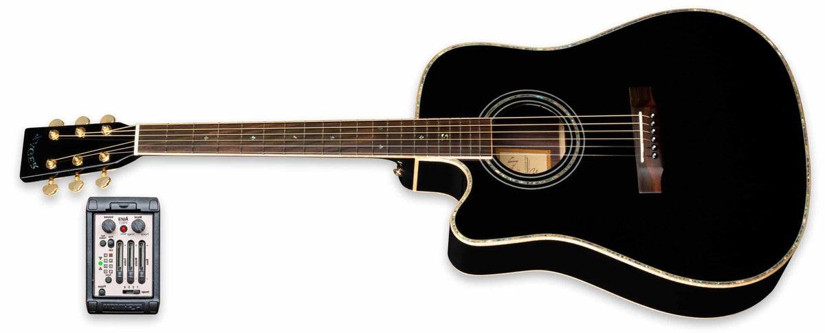 ZAD900CE Left Handed Solid Spruce/Rosewood Acoustic Electric AURA 50th Anniversary Black Lacquer Pro Series