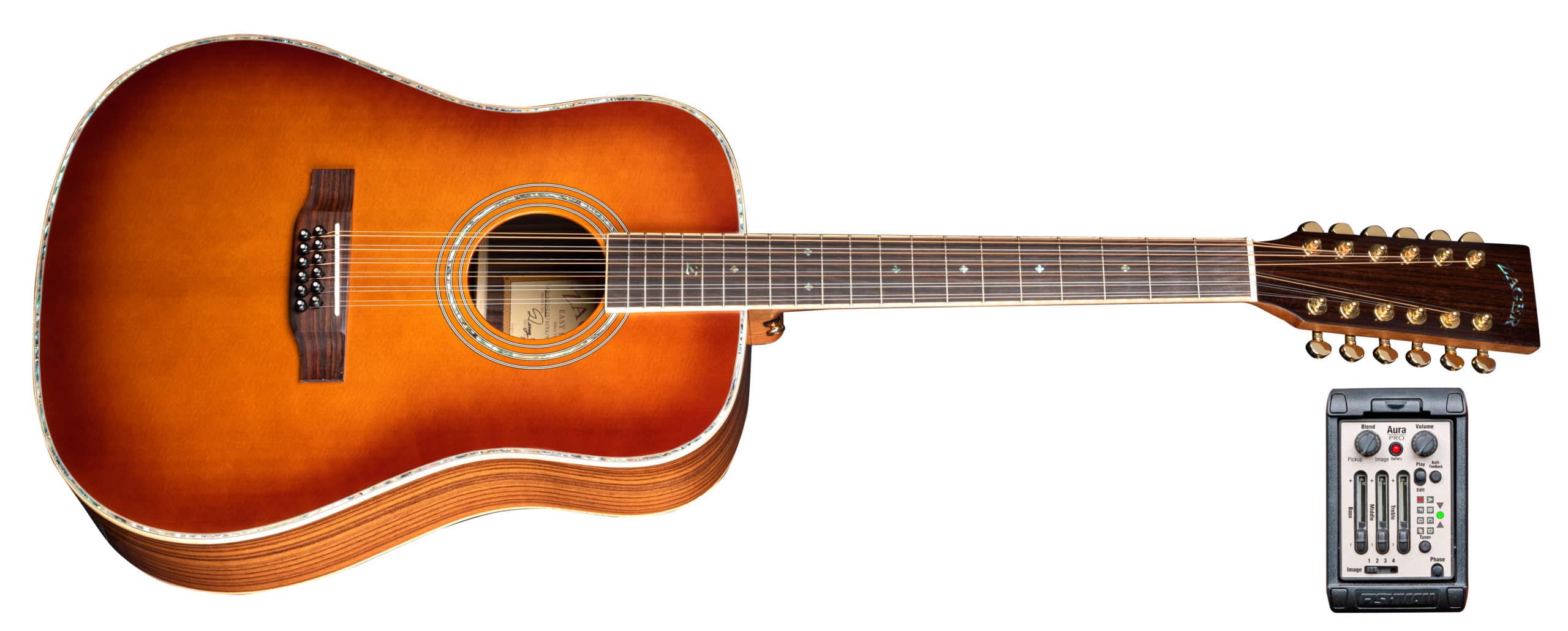 ZAD900E 12 String Solid Spruce/Rosewood Acoustic Electric AURA Pro Series Tobacco Sunburst