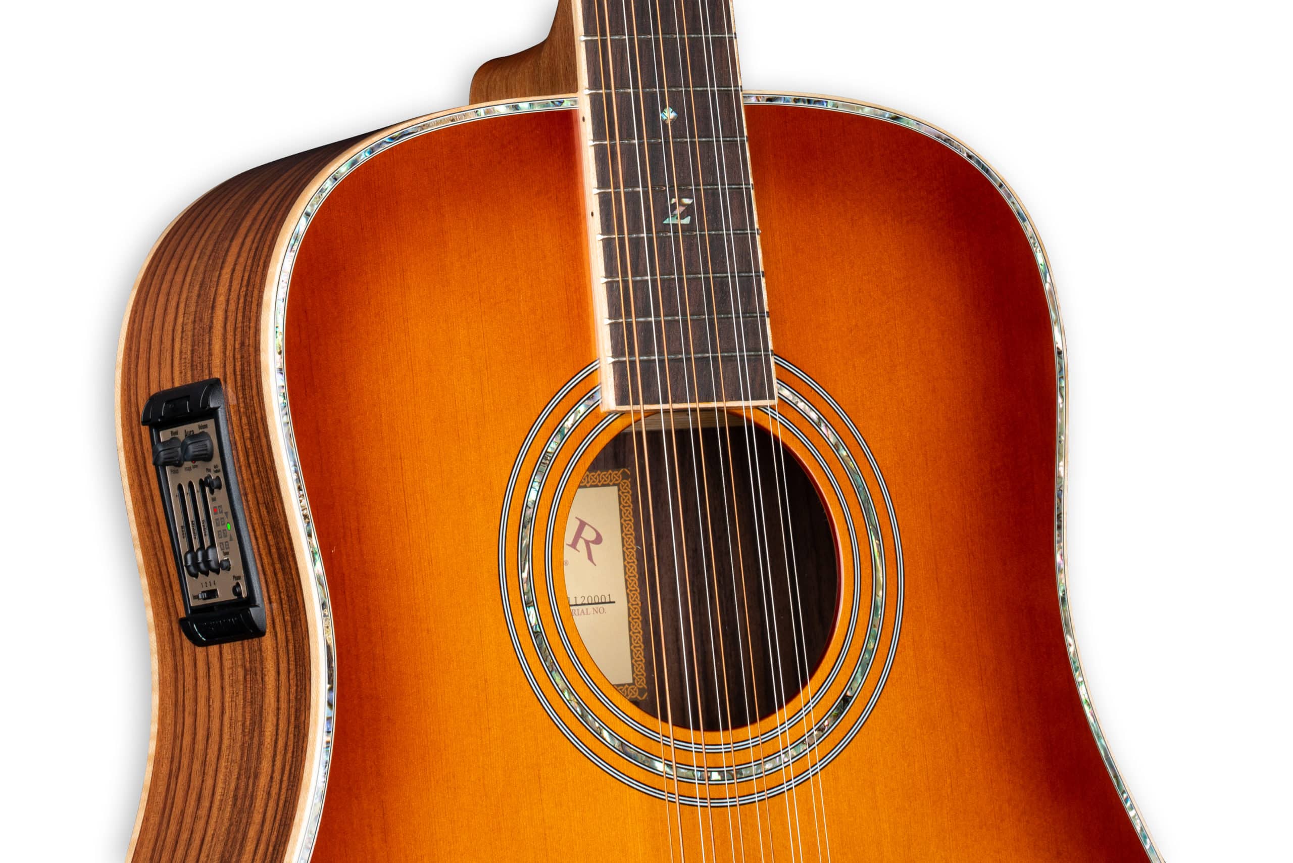 ZAD900E 12 String Solid Spruce/Rosewood Acoustic Electric AURA Pro Series Tobacco Sunburst