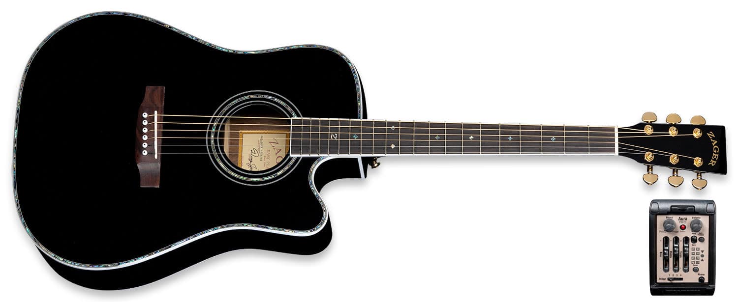 ZAD80CE "AURA" Black Lacquer Special Edition Solid Cedar/Rosewood Acoustic Electric Pro Series
